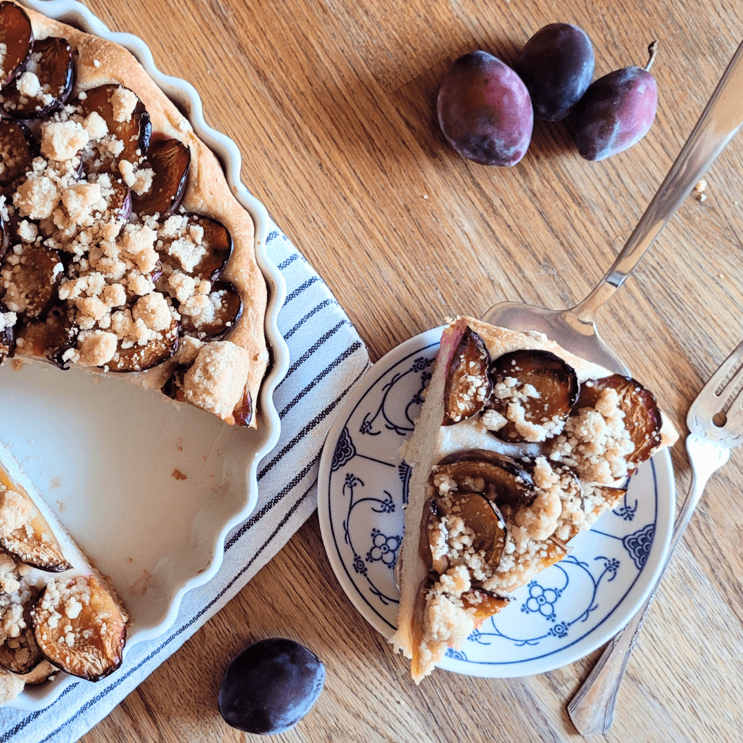Easy Sourdough Sheet Cake with Plums and Cinnamon Streusel Topping