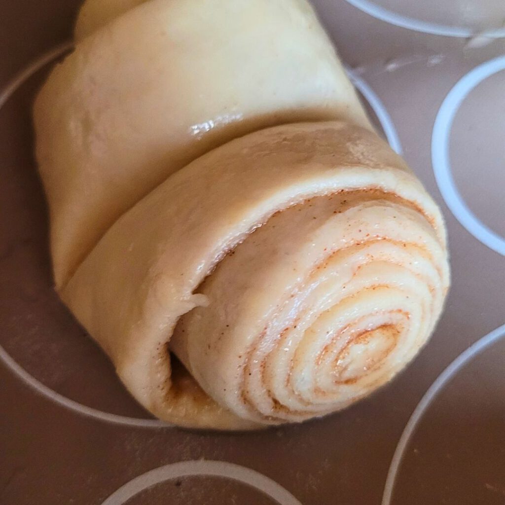Flaky cinnamon rolls before baking