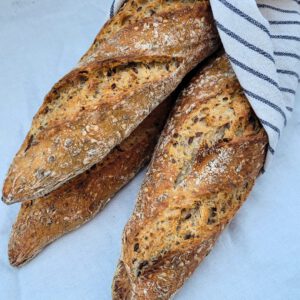 Französische Körner Baguettes mit Sauerteig