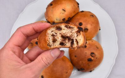 Fluffige Dinkel Schokobrötchen mit Joghurt und Sauerteig